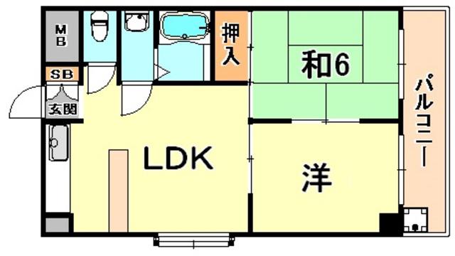グリーンノート青谷(2LDK/2階)の間取り写真
