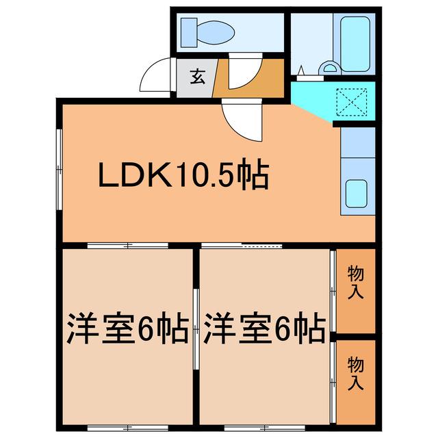 ドミールシャイン(2LDK/2階)の間取り写真