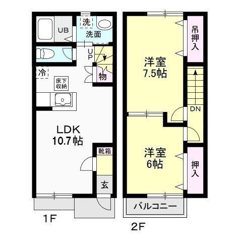 ヴァンヴェール(2LDK/1階)の間取り写真