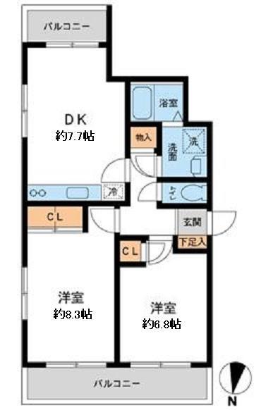 鉄飛坂マンション(2DK/1階)の間取り写真