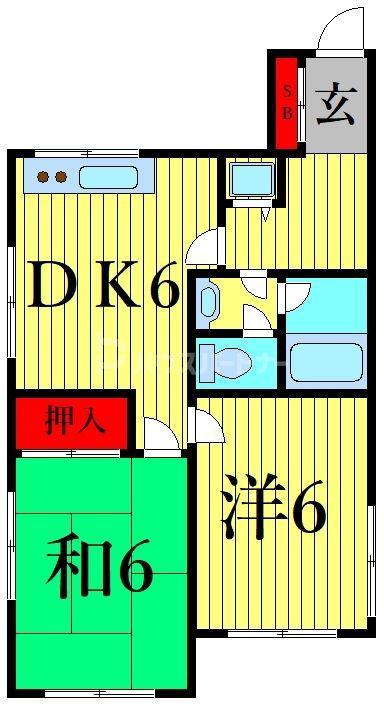プライムホームズ(2DK/2階)の間取り写真