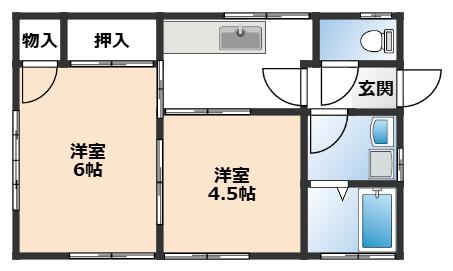 あだたら荘(2K/1階)の間取り写真
