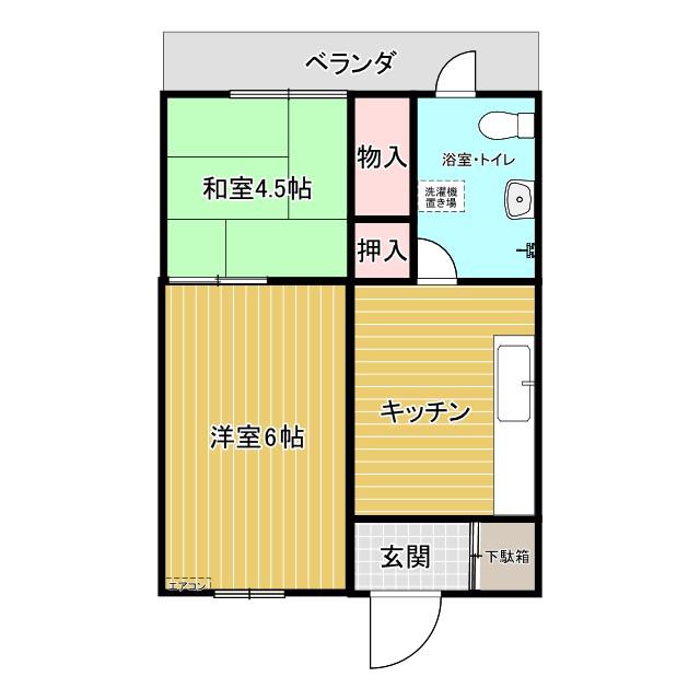 当山アパート(2DK/2階)の間取り写真