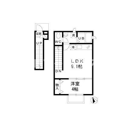 フェリース津田沼(1LDK/2階)の間取り写真