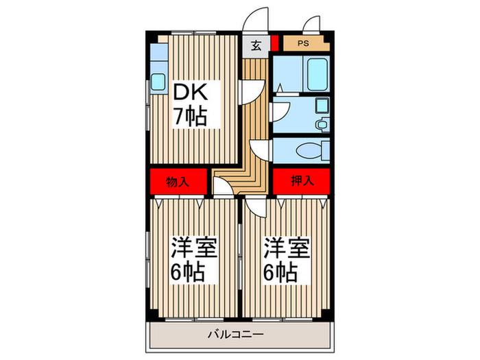 宮地コーポ(2DK/3階)の間取り写真