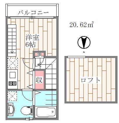 カスティーロ小金井本町22(ワンルーム/2階)の間取り写真