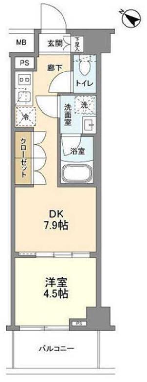 ニューミラ明大前(1DK/2階)の間取り写真