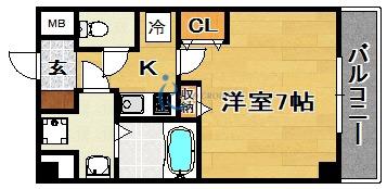 ファビラスコート巽東(1K/4階)の間取り写真