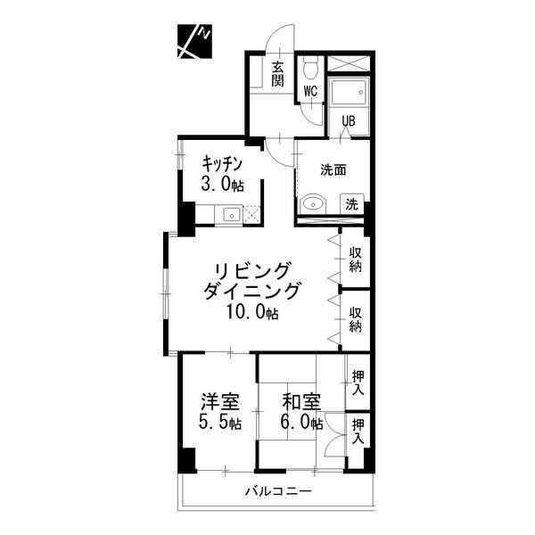 プリミエール祖父江(2LDK/2階)の間取り写真