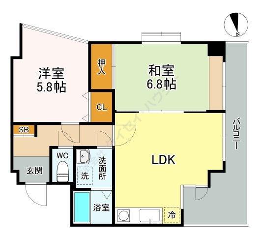 テルージュ菊名II(2LDK/3階)の間取り写真