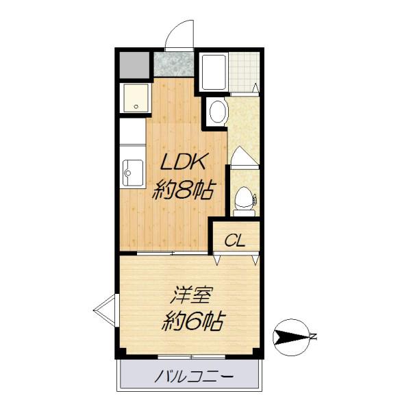 メルローズ鶴見(1LDK/2階)の間取り写真