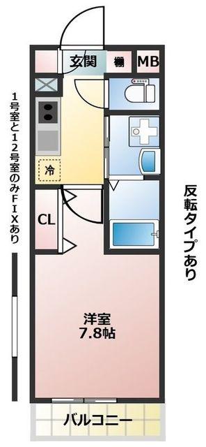 ラ パーチェ S(1K/2階)の間取り写真