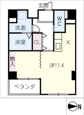 ブリック覚王山(ワンルーム/4階)の間取り写真
