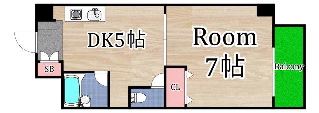 YKマンション(1K/3階)の間取り写真