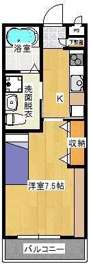 ケアルB(1K/2階)の間取り写真