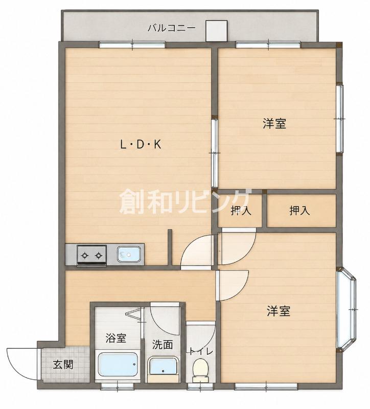 ATSマンション西町(2LDK/6階)の間取り写真