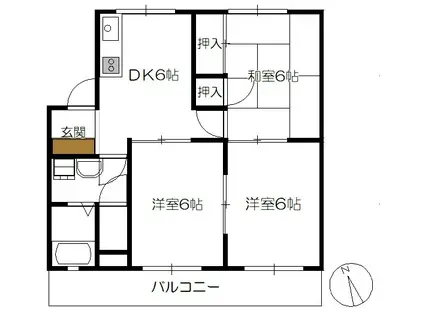 サコマンション(3DK/3階)の間取り写真