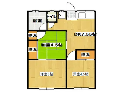 津浦アパート(3DK/2階)の間取り写真