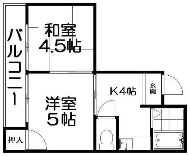 第三光永住(2K/4階)の間取り写真