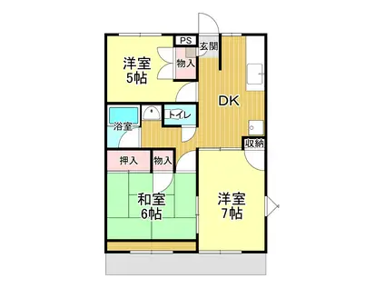 メイプルテラスB(3DK/1階)の間取り写真