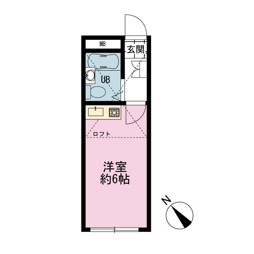スカイピアケイ(1K/2階)の間取り写真