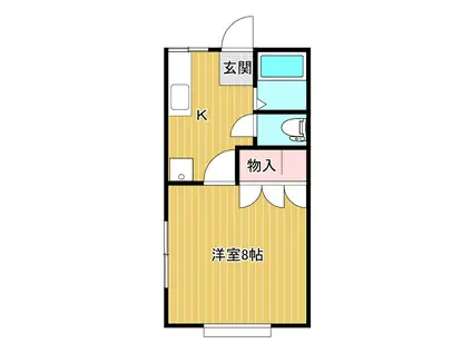 キスメット(1K/2階)の間取り写真