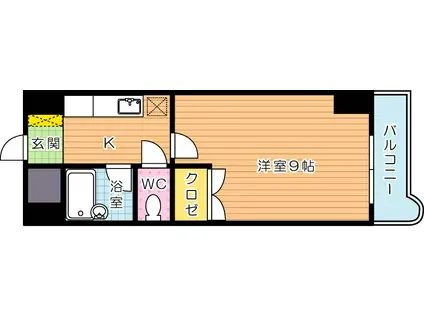 KMマンション産医大前(1K/4階)の間取り写真