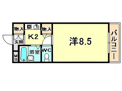 ＪＲ東海道本線 立花駅 徒歩15分 4階建 築28年(1K/2階)の間取り写真
