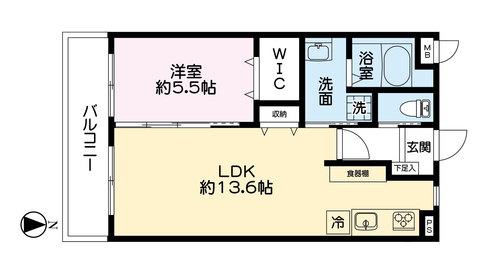 ENSOLEILLE清水本町マンション(1LDK/1階)の間取り写真