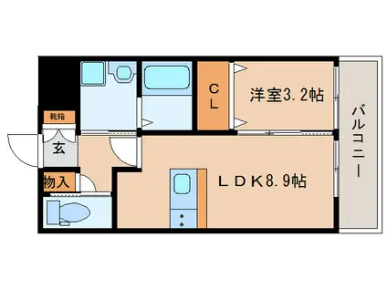 コントレイルウィル(1LDK/2階)の間取り写真