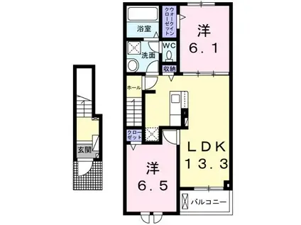 プロスペリティ田川 II(2LDK/2階)の間取り写真