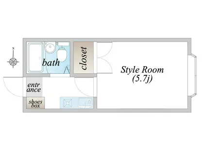 ロイヤルコートII(1K/1階)の間取り写真