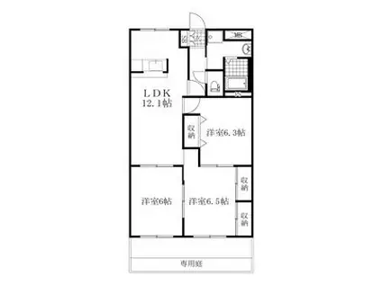 シャングリラ弐番館(3LDK/1階)の間取り写真