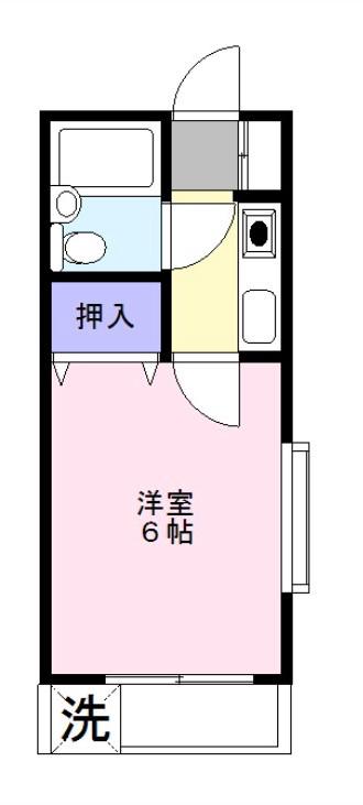 アリス草加第一(1K/2階)の間取り写真