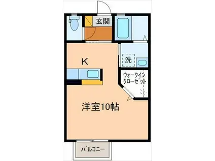 スリーピースK(ワンルーム/1階)の間取り写真