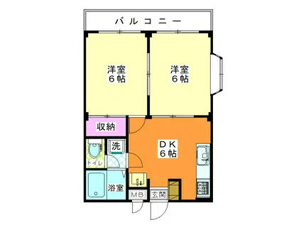 キャピタル2(2DK/3階)の間取り写真