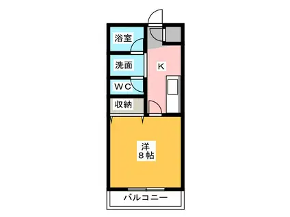 静岡県浜松市中央区 2階建 築24年(1K/2階)の間取り写真