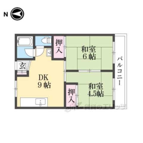 清水谷コーポ(2DK/2階)の間取り写真