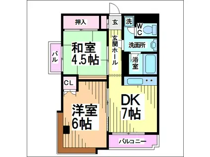 レジデンス久我山(2DK/3階)の間取り写真