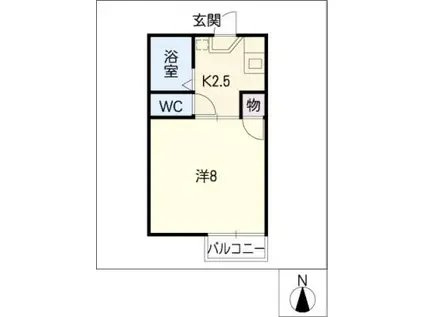 三立ハイツIII(1K/2階)の間取り写真