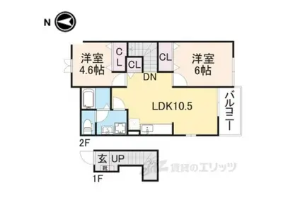 アルバプラシードⅡ(2LDK/2階)の間取り写真