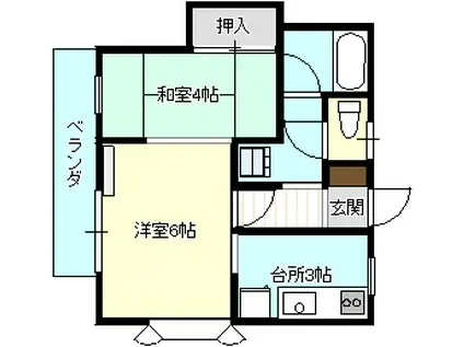 SOL弐番館(2K/2階)の間取り写真