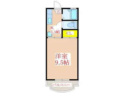 MIIスターマンション(1K/4階)の間取り写真