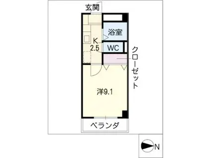 司町マンション(1K/3階)の間取り写真