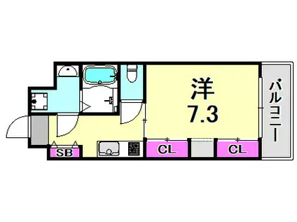 西宮ルモンド甲子園(1K/5階)の間取り写真