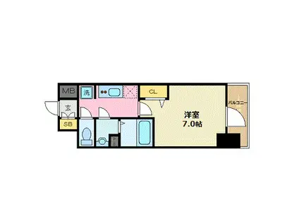 プレサンス広島中央(1K/7階)の間取り写真