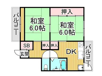 ペディコート鯖江(2DK/2階)の間取り写真