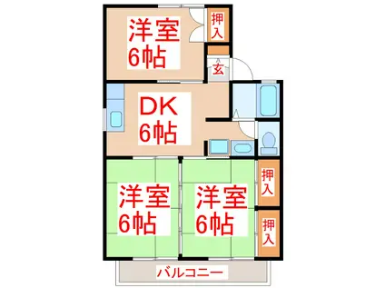 セジュール竹ノ迫 I(3DK/2階)の間取り写真