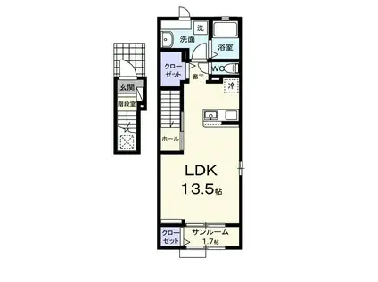 デスパシオK(ワンルーム/2階)の間取り写真