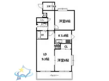 オリンピア大通西18丁目マンション(2LDK/5階)の間取り写真